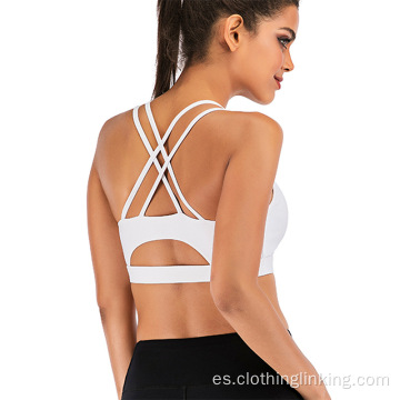 Sujetador de yoga sexy con espalda abierta y soporte medio